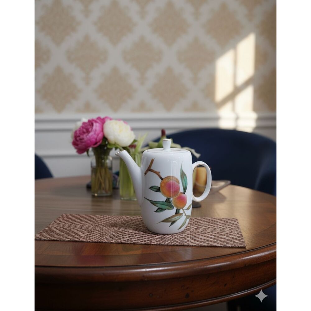 Royal Worcester Evesham Gold Coffee Pot Vintage 1961 Fruit Pattern